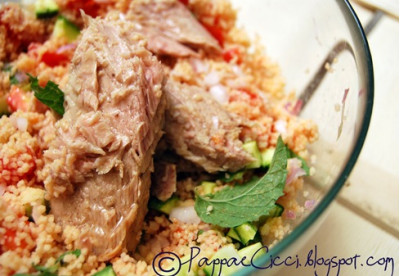 Couscous, pomodori, cipolle di tropea e Filetti di Tonno in Olio d'Oliva Angelo Parodi